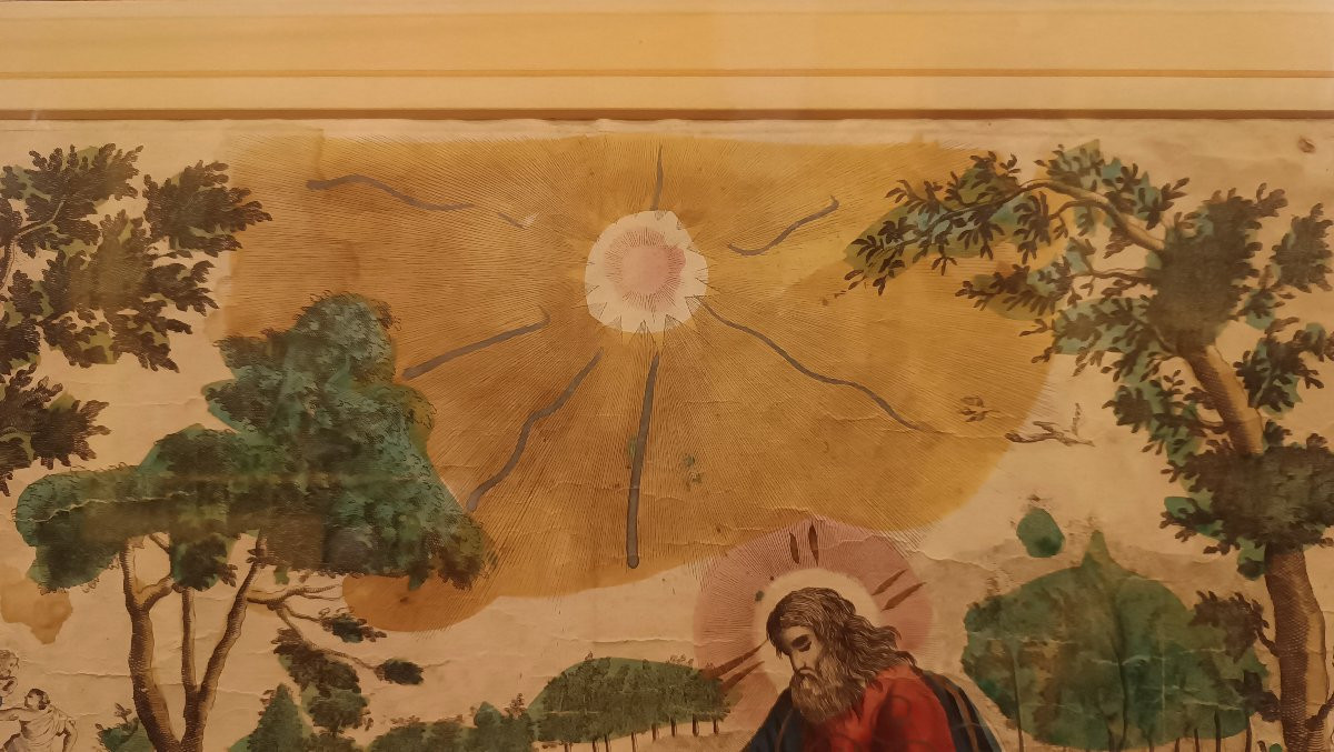 COPPIA DI INCISIONI ACQUERELLATE CON SCENE BIBLICHE FINE DEL XVII SECOLO -photo-7