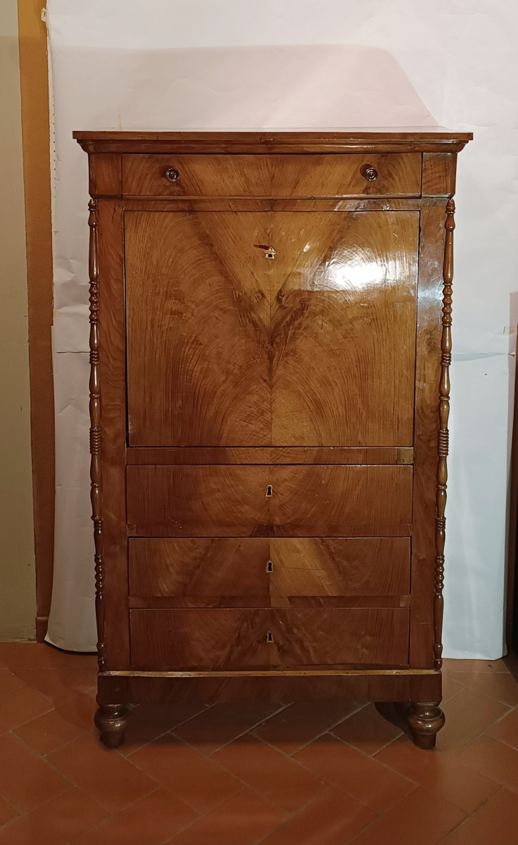 SECRÉTAIRE IN PIUMA DI NOCE META' XIX SECOLO 