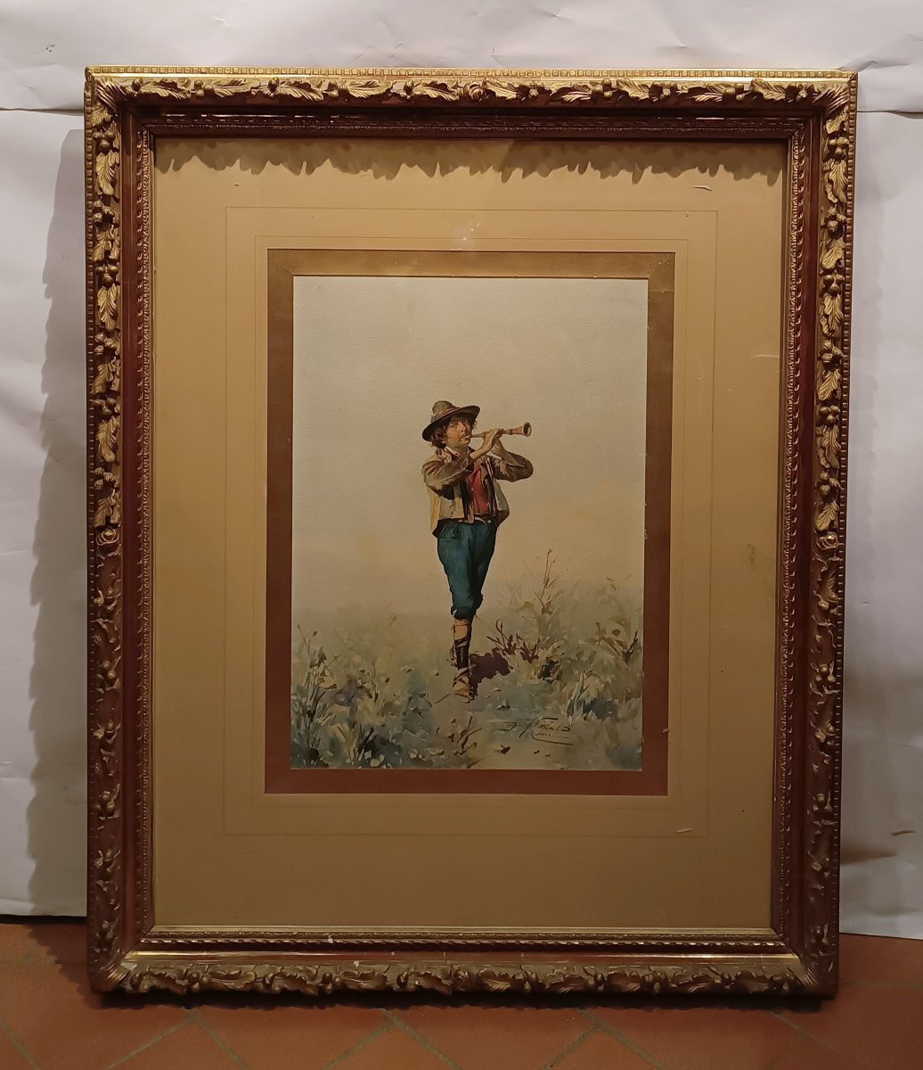 COPPIA DI ACQUERELLI CON PASTORI DI DOMENICO DE ANGELIS FINE XVIII SECOLO -photo-3