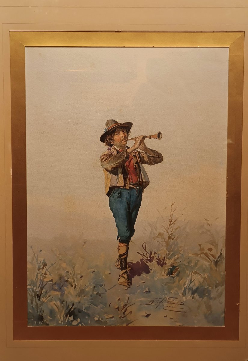 COPPIA DI ACQUERELLI CON PASTORI DI DOMENICO DE ANGELIS FINE XVIII SECOLO -photo-1