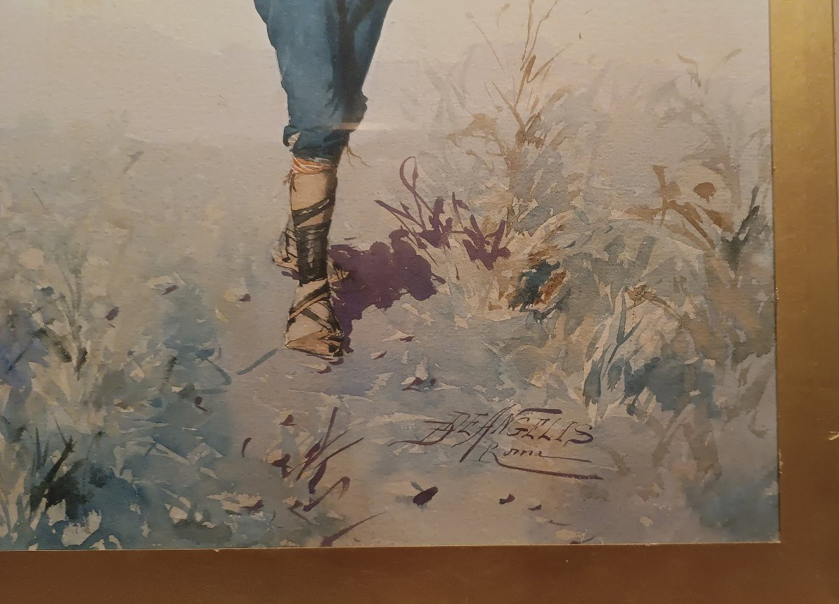 COPPIA DI ACQUERELLI CON PASTORI DI DOMENICO DE ANGELIS FINE XVIII SECOLO -photo-2