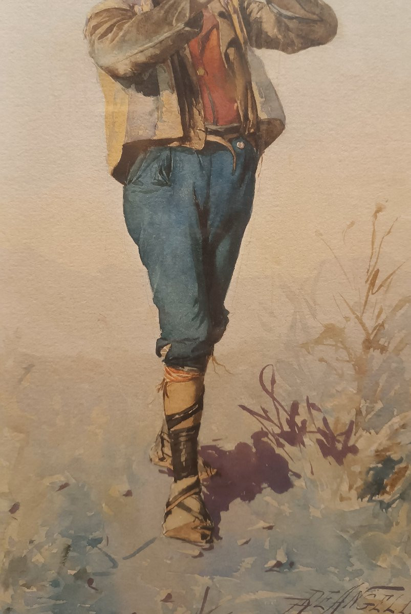 COPPIA DI ACQUERELLI CON PASTORI DI DOMENICO DE ANGELIS FINE XVIII SECOLO -photo-4