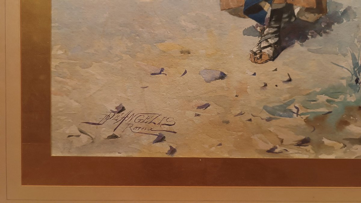 COPPIA DI ACQUERELLI CON PASTORI DI DOMENICO DE ANGELIS FINE XVIII SECOLO -photo-6