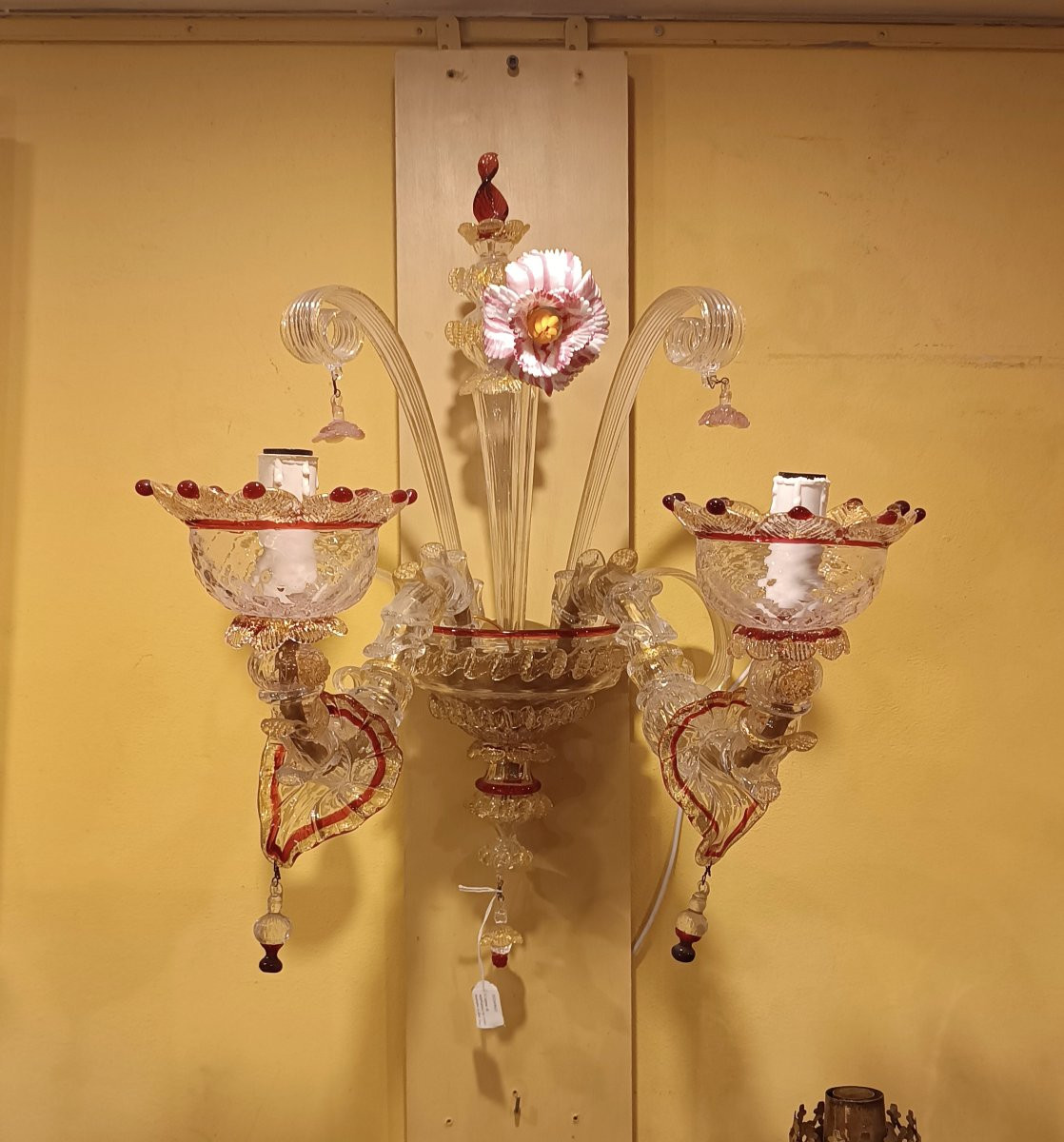 COPPIA DI APPLIQUES IN VETRO DI MURANO INIZI XX SECOLO -photo-3