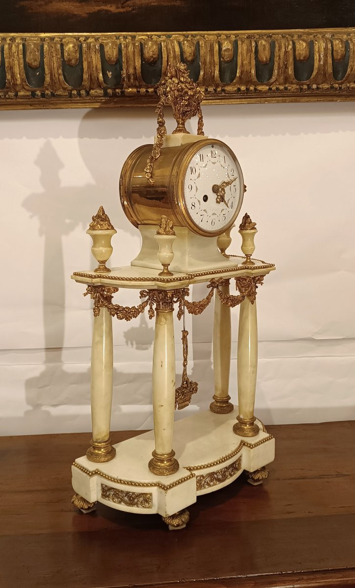 OROLOGIO NAPOLEONE III IN MARMO E BRONZO DORATO META' XIX SECOLO-photo-2