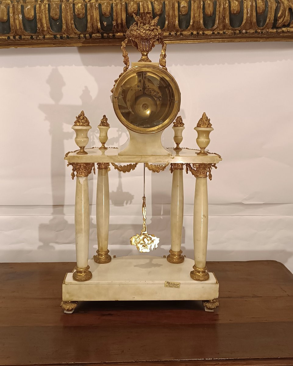 OROLOGIO NAPOLEONE III IN MARMO E BRONZO DORATO META' XIX SECOLO-photo-4