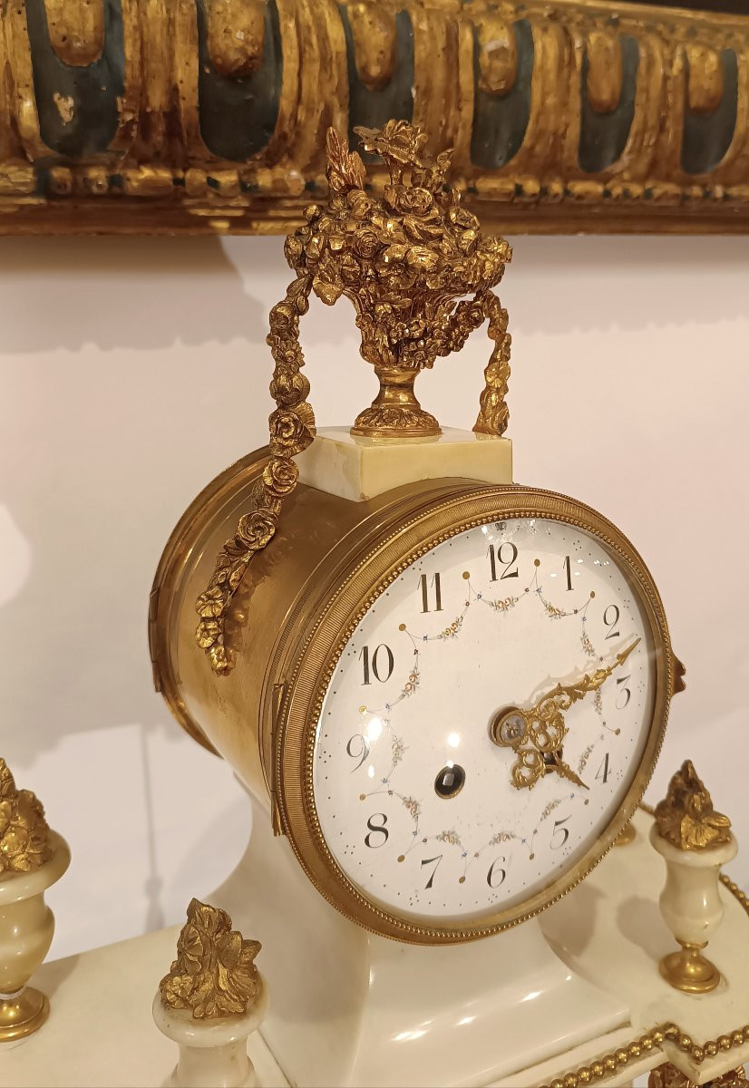 OROLOGIO NAPOLEONE III IN MARMO E BRONZO DORATO META' XIX SECOLO-photo-5