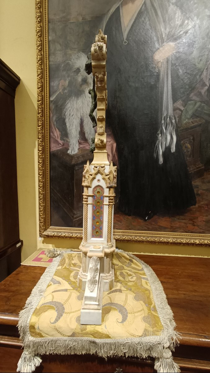 CROCIFISSO IN MARMO E PIETRE DURE META' XIX SECOLO-photo-8