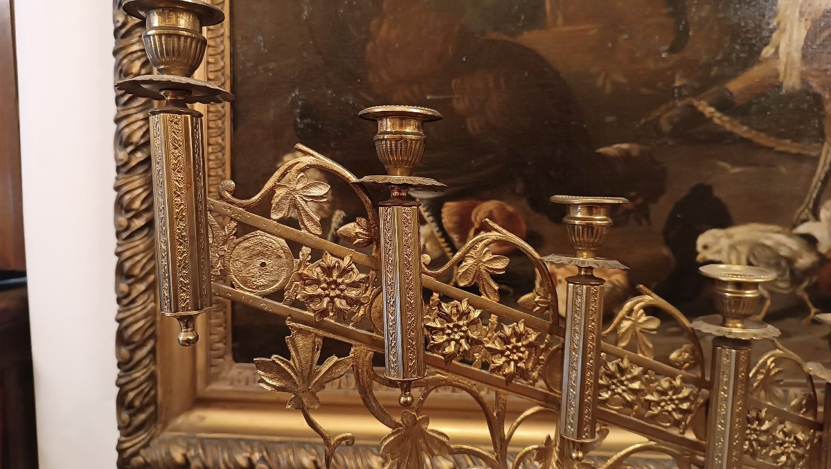 COPPIA DI CANDELABRI DORATI META' XIX SECOLO -photo-4