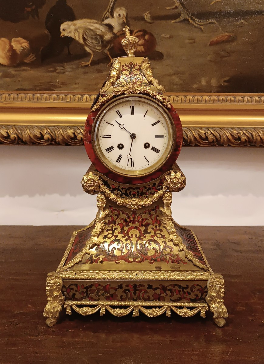 OROLOGIO INTARSIATO BOULLE META' XIX SECOLO 