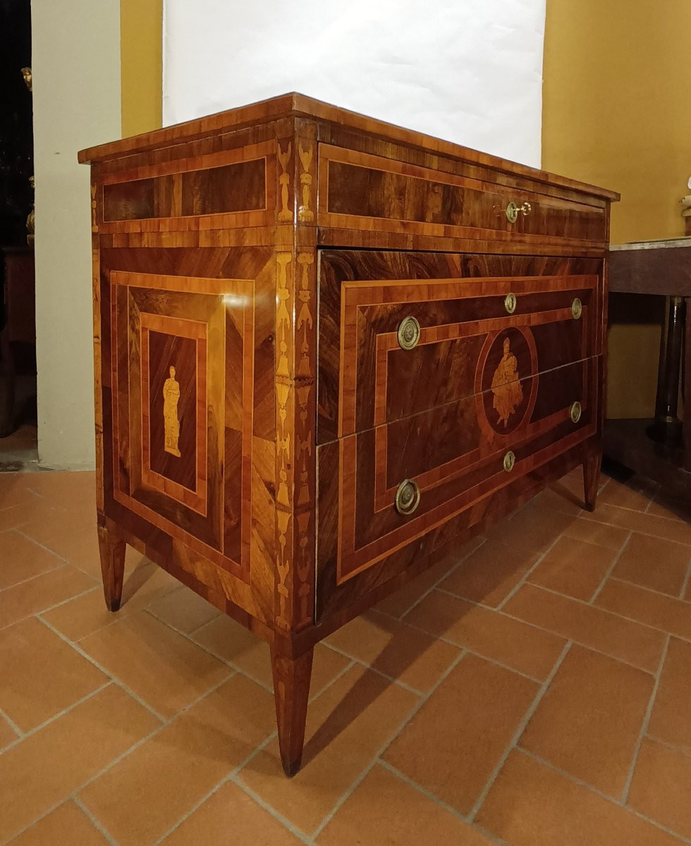 CASSETTONE LASTRONATO E INTARSIATO NEOCLASSICO FINE XVIII SECOLO -photo-3