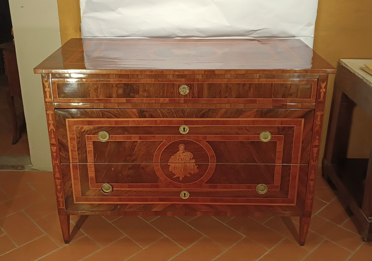 CASSETTONE LASTRONATO E INTARSIATO NEOCLASSICO FINE XVIII SECOLO 