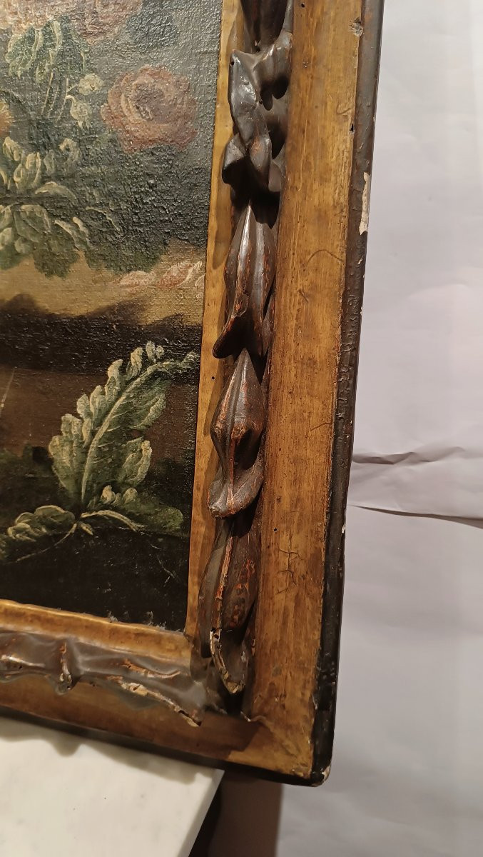 DIPINTO CON NATURA MORTA E COCOMERO XVII SECOLO -photo-4