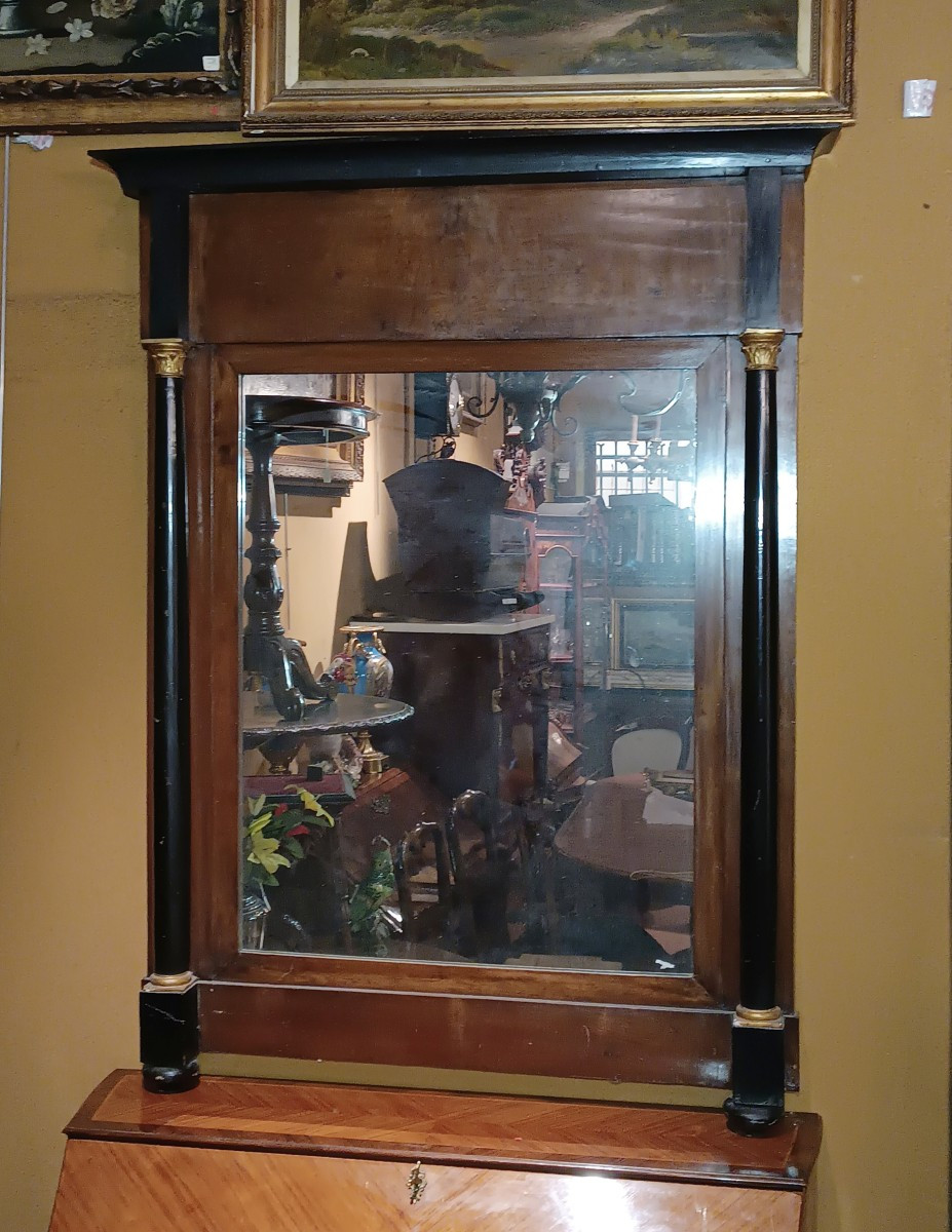GRANDE SPECCHIERA IMPERO CON COLONNE PRIMI DEL XIX SECOLO