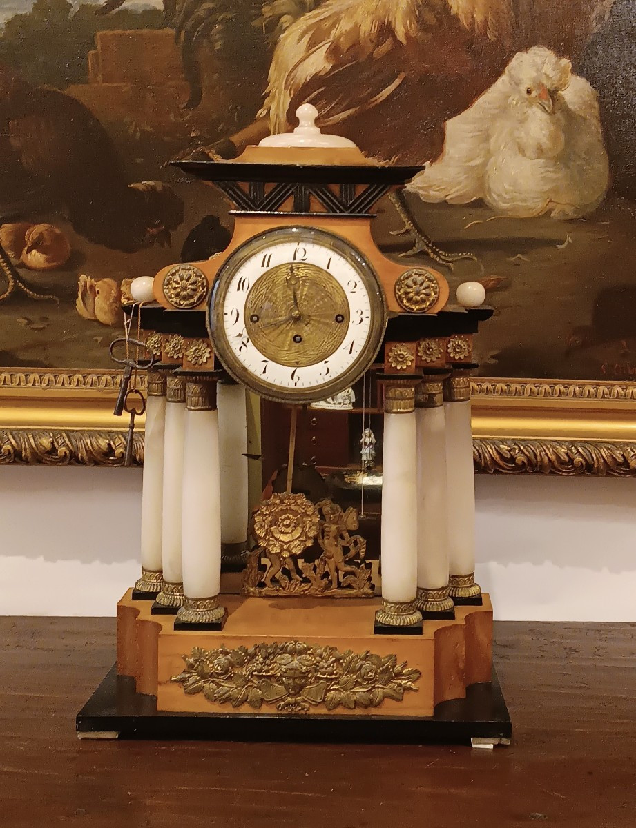 OROLOGIO A TEMPIETTO VIENNESE PRIMI DEL XIX SECOLO 