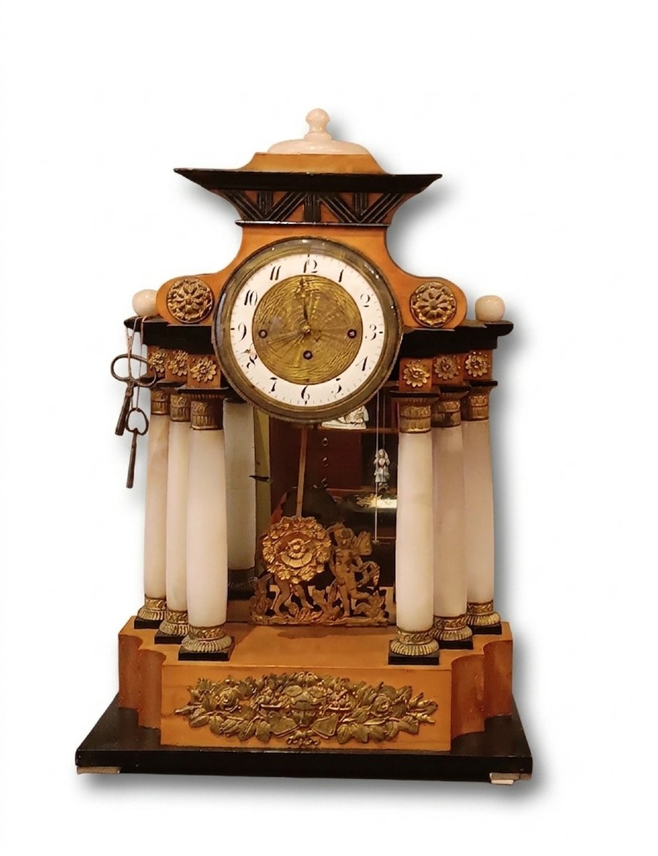 OROLOGIO A TEMPIETTO VIENNESE PRIMI DEL XIX SECOLO 