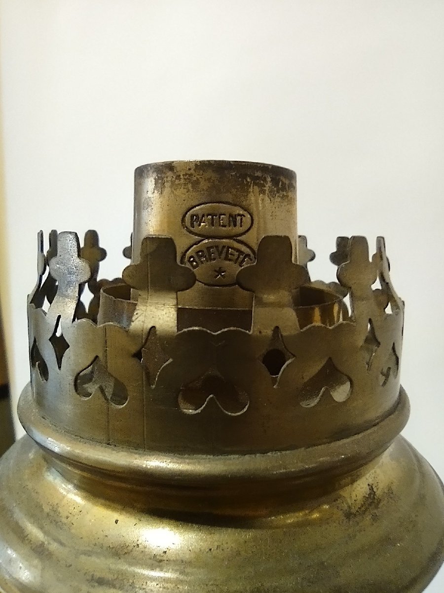 COPPIA DI LUMI A PETROLIO IN BRONZO DORATO SECONDA METÀ DEL XIX SECOLO-photo-3