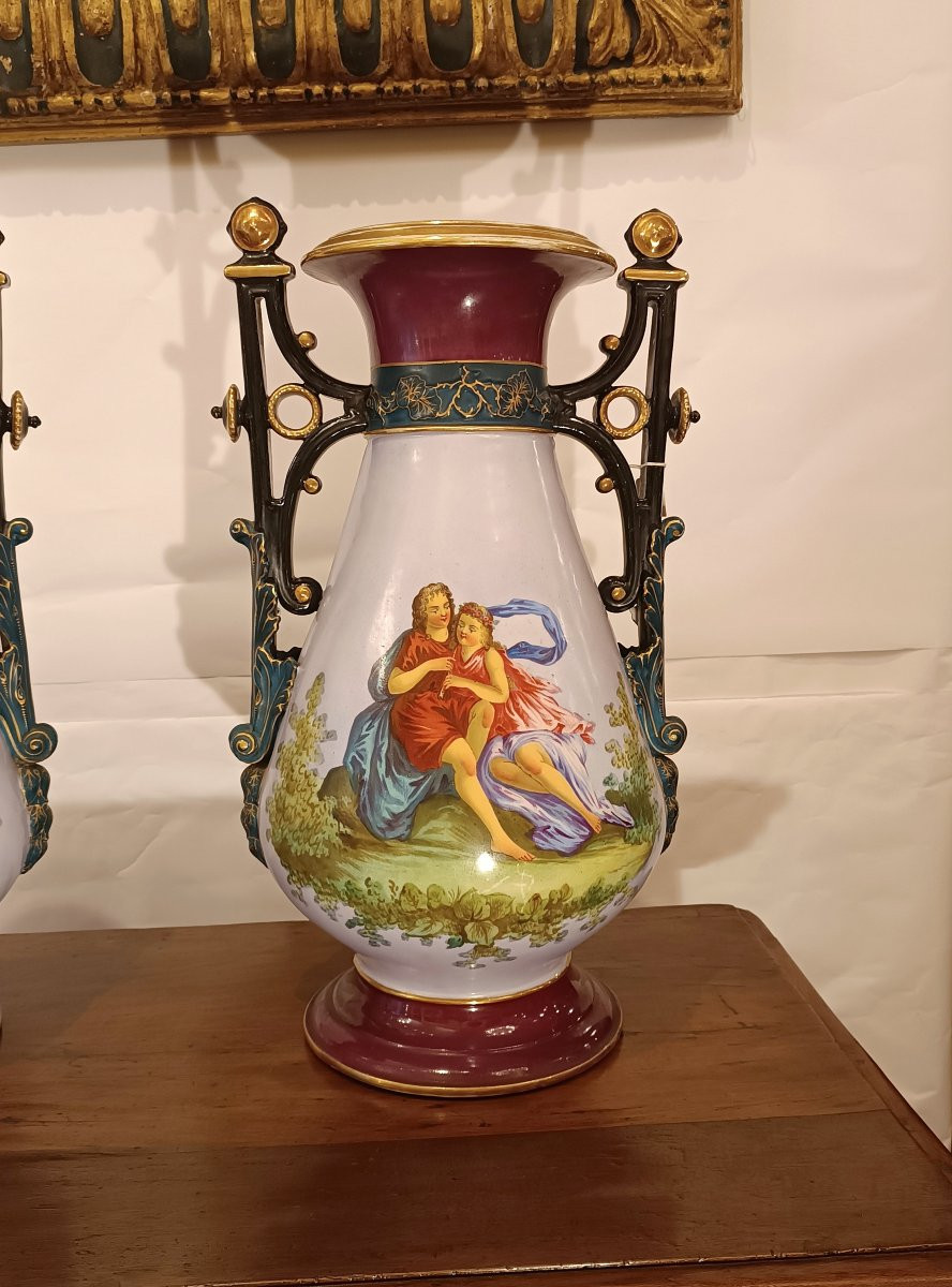 VASI IN PORCELLANA BIEDERMEIER META' XIX SECOLO -photo-4