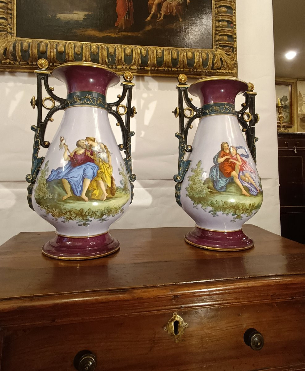 VASI IN PORCELLANA BIEDERMEIER META' XIX SECOLO -photo-1