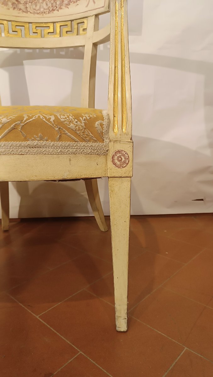 COPPIA DI POLTRONE LACCATE E DORATE SECONDA META' XIX SECOLO -photo-1