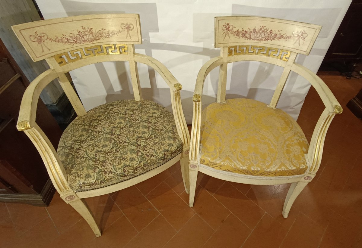 COPPIA DI POLTRONE LACCATE E DORATE SECONDA META' XIX SECOLO -photo-2