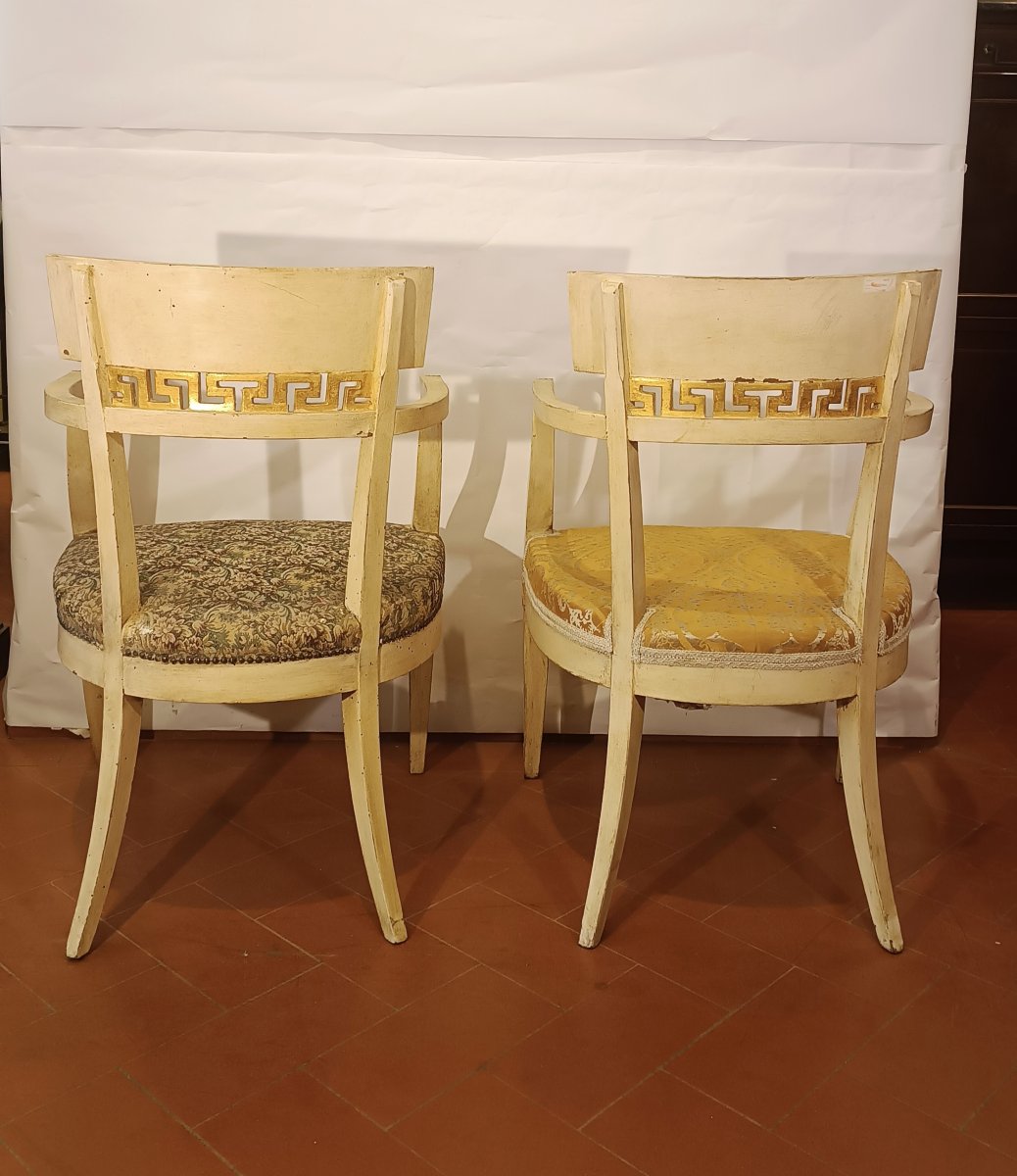 COPPIA DI POLTRONE LACCATE E DORATE SECONDA META' XIX SECOLO -photo-4