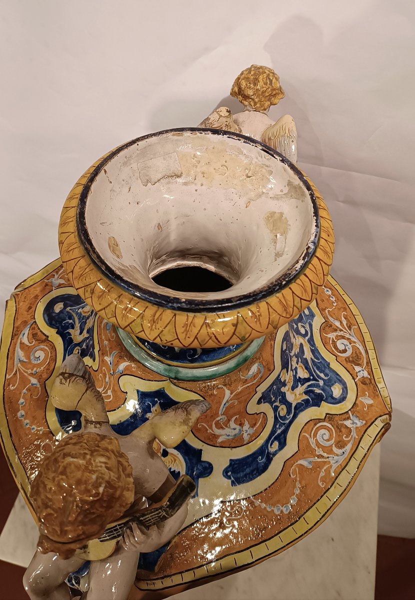 GRANDE VASO IN MAIOLICA POLICROMA JAFET TORELLI SECONDA META' XIX SECOLO-photo-8