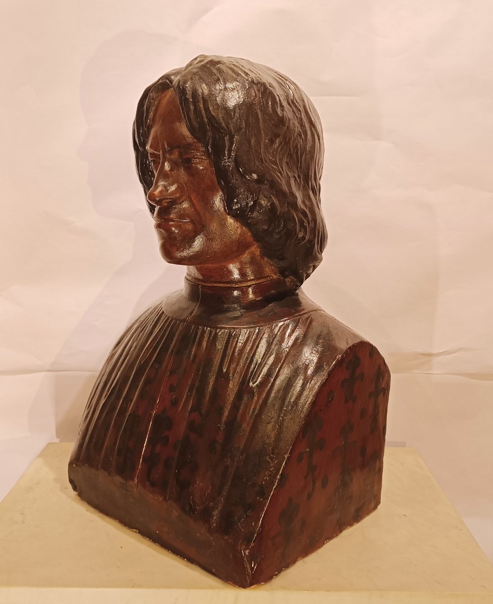 BUSTO IN TERRACOTTA DI LORENZO IL MAGNIFICO META' XIX SECOLO-photo-2