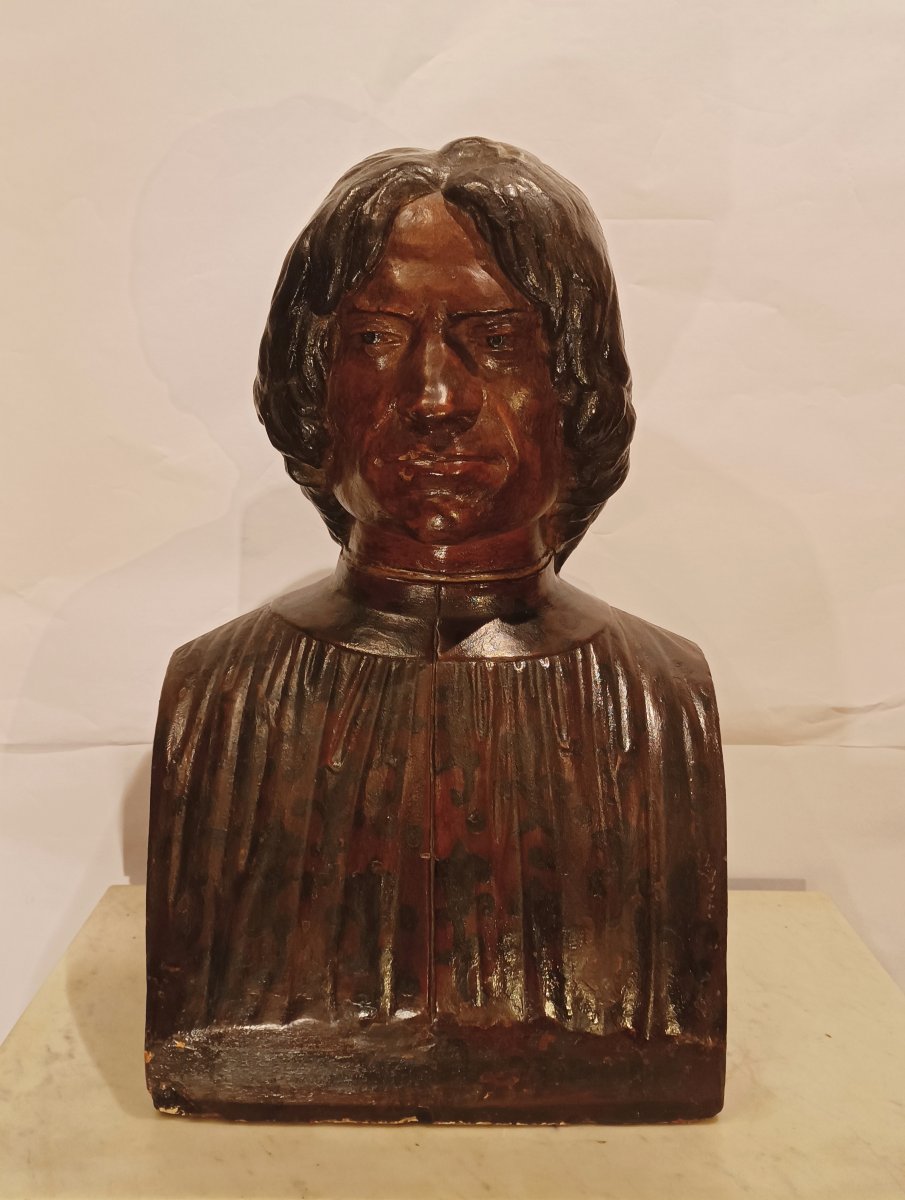 BUSTO IN TERRACOTTA DI LORENZO IL MAGNIFICO META' XIX SECOLO-photo-5