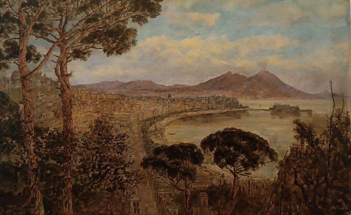 DIPINTO CON GOLFO DI NAPOLI J.H. BRADELY SECONDA META' XIX SECOLO-photo-2