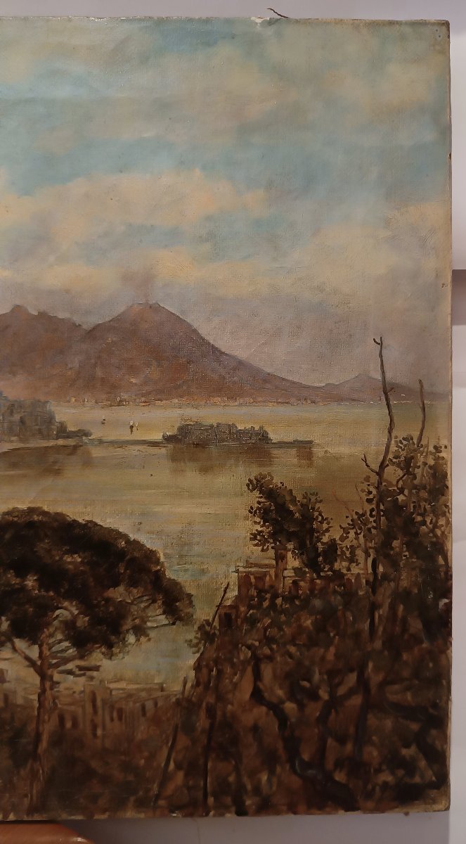 DIPINTO CON GOLFO DI NAPOLI J.H. BRADELY SECONDA META' XIX SECOLO-photo-6