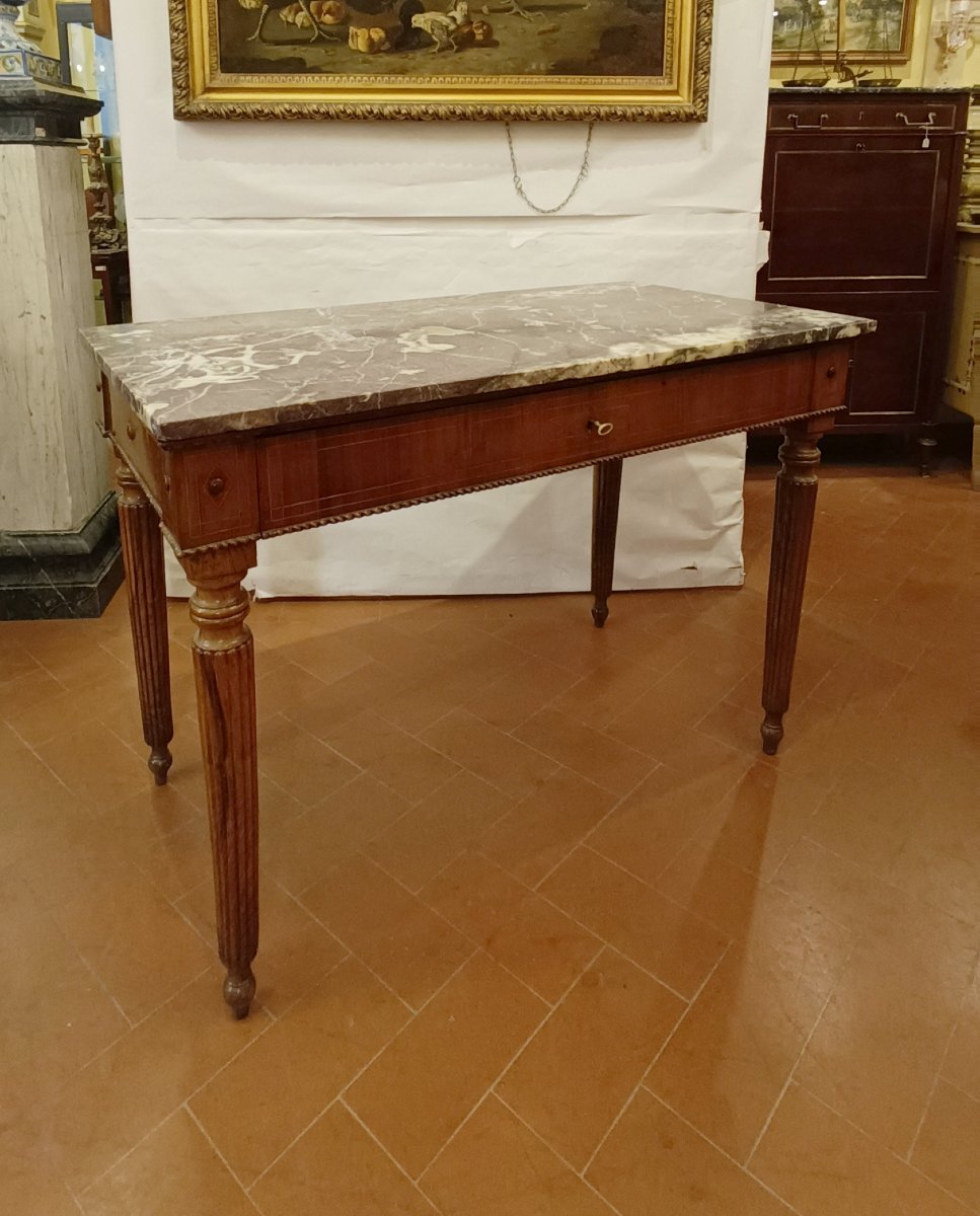 CONSOLLE CON MARMO FIOR DI PESCO NAPOLEONE III META' XIX SECOLO -photo-2