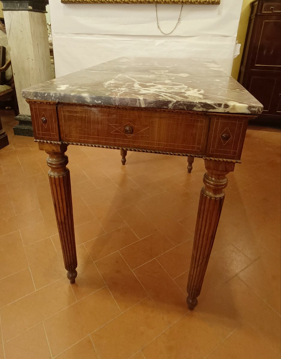 CONSOLLE CON MARMO FIOR DI PESCO NAPOLEONE III META' XIX SECOLO -photo-3