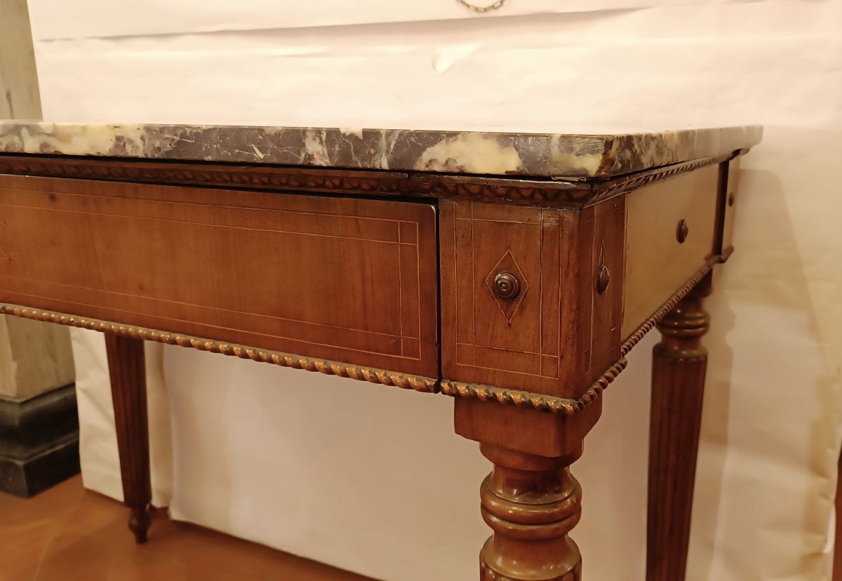CONSOLLE CON MARMO FIOR DI PESCO NAPOLEONE III META' XIX SECOLO -photo-2