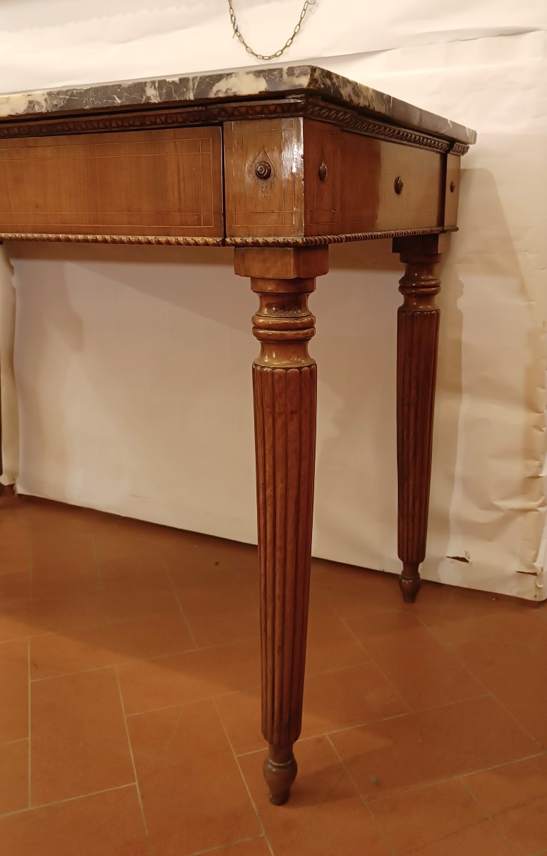 CONSOLLE CON MARMO FIOR DI PESCO NAPOLEONE III META' XIX SECOLO -photo-3