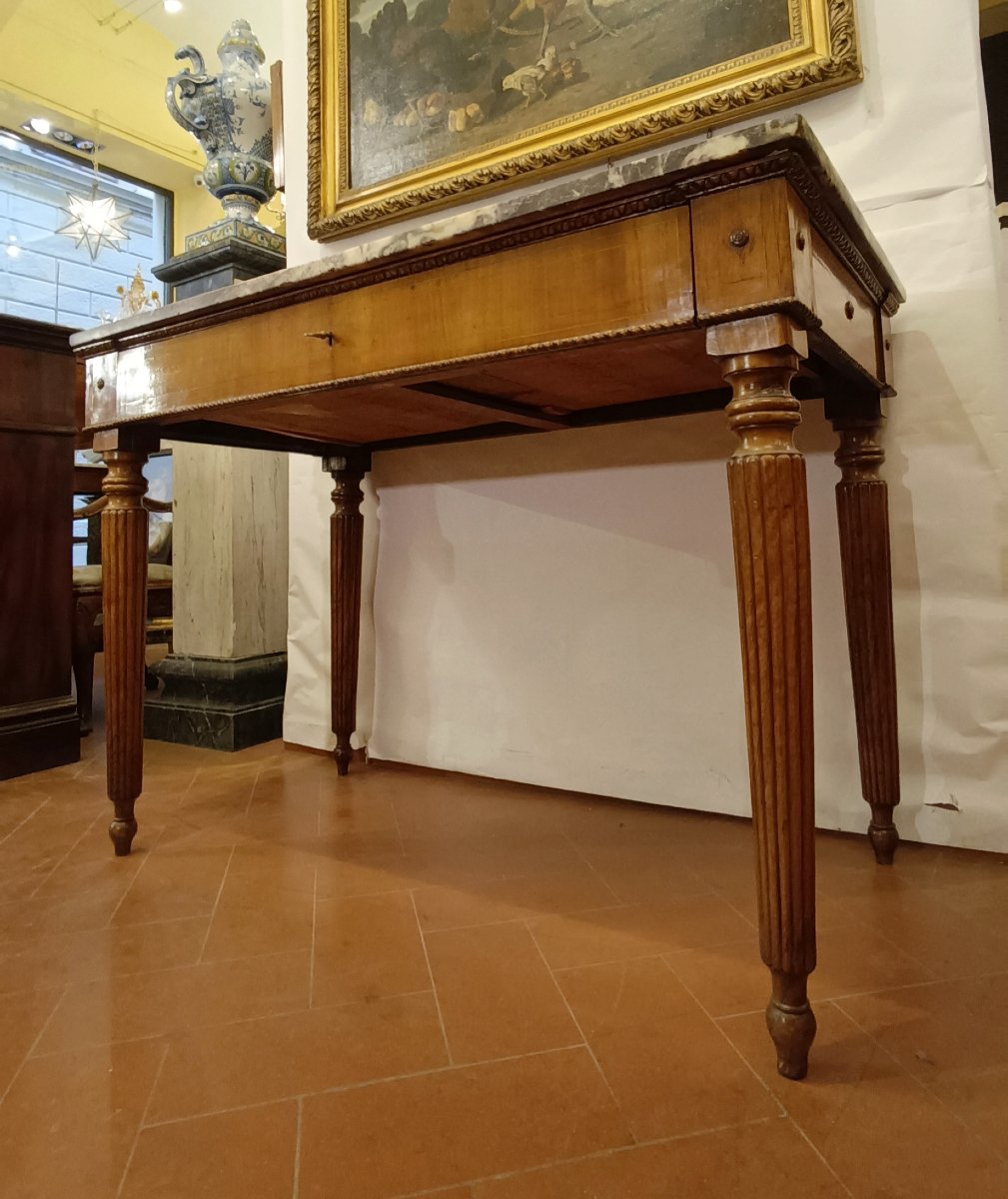CONSOLLE CON MARMO FIOR DI PESCO NAPOLEONE III META' XIX SECOLO -photo-4