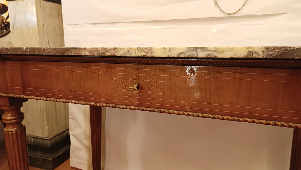 CONSOLLE CON MARMO FIOR DI PESCO NAPOLEONE III META' XIX SECOLO -photo-5