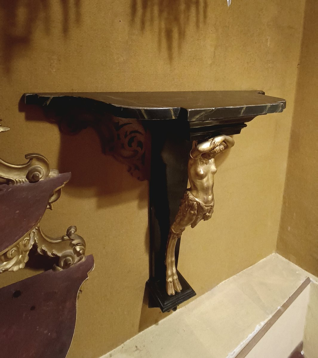 CONSOLLE DA MURO CON TELAMONE FINE XIX-INIZIO XX SECOLO-photo-2