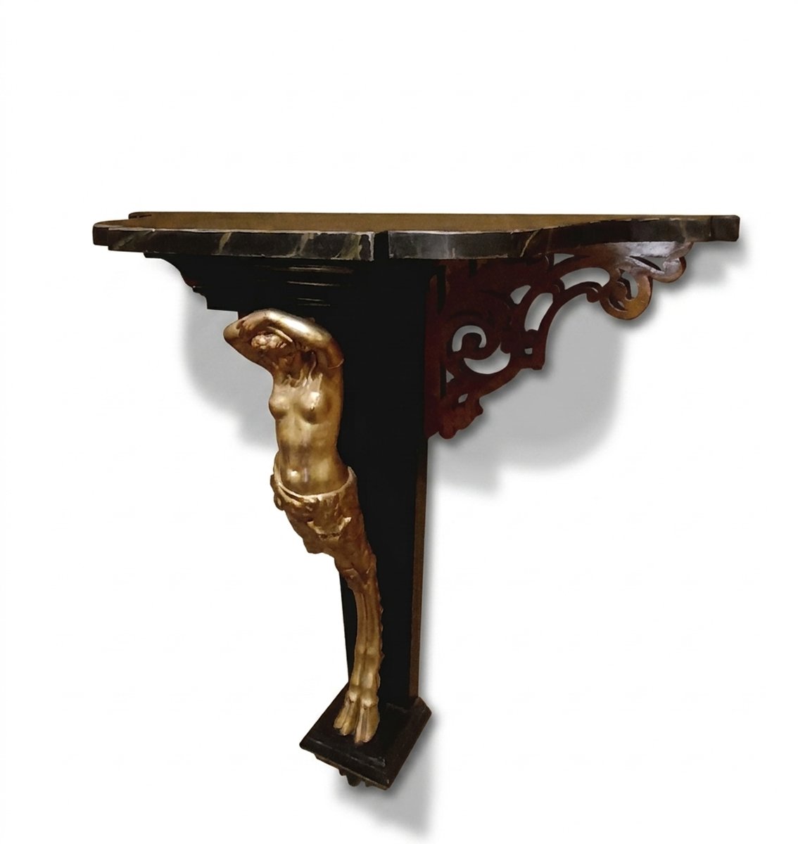 CONSOLLE DA MURO CON TELAMONE FINE XIX-INIZIO XX SECOLO