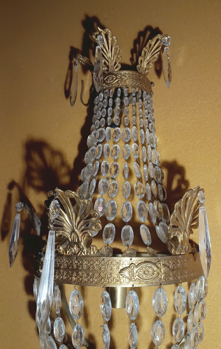 COPPIA DI APPLIQUES IMPERO A SACCA PRIMI DEL XIX SECOLO-photo-4