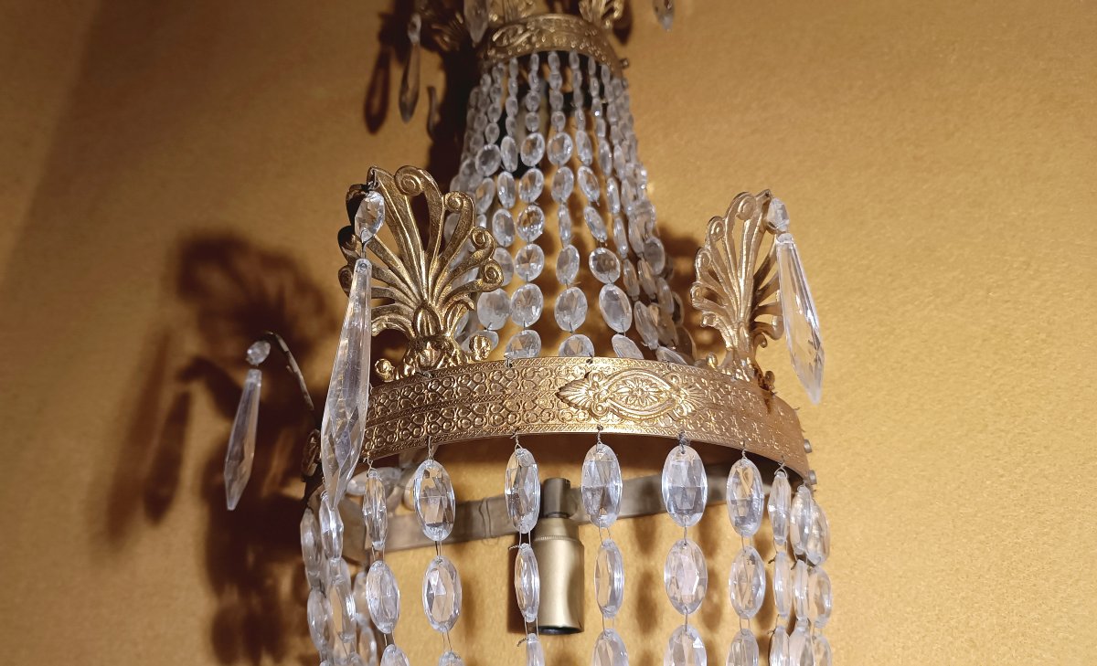 COPPIA DI APPLIQUES IMPERO A SACCA PRIMI DEL XIX SECOLO-photo-1