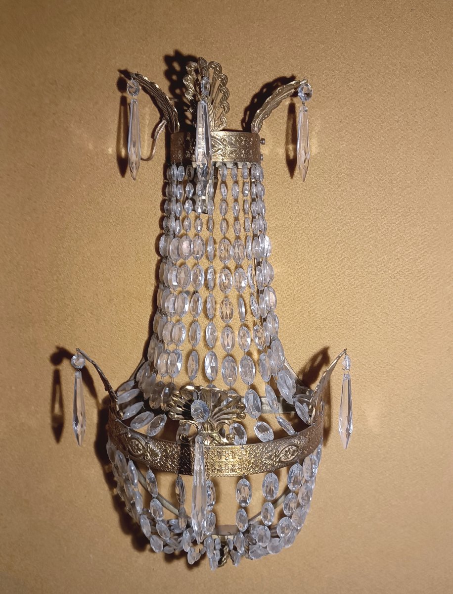 COPPIA DI APPLIQUES IMPERO A SACCA PRIMI DEL XIX SECOLO-photo-4