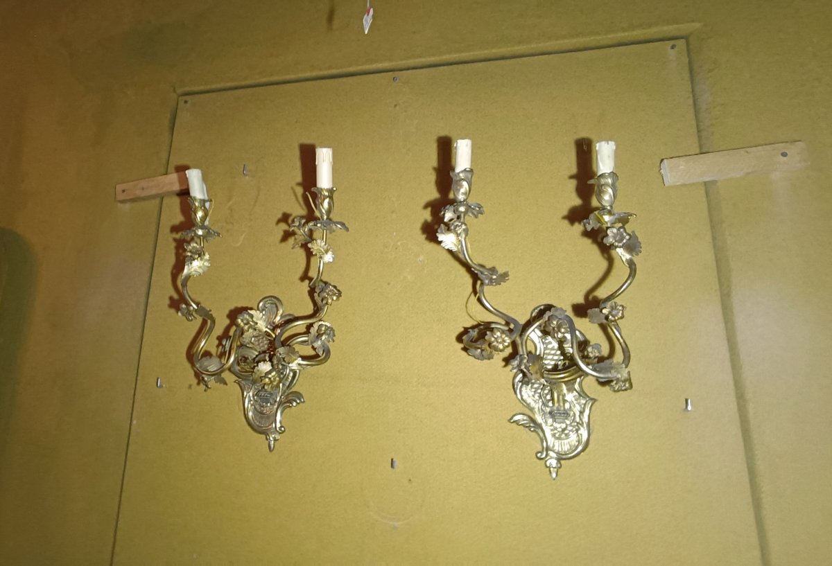 COPPIA DI APPLIQUES IMPERO IN BRONZO DORATO PRIMI DEL XIX SECOLO -photo-2