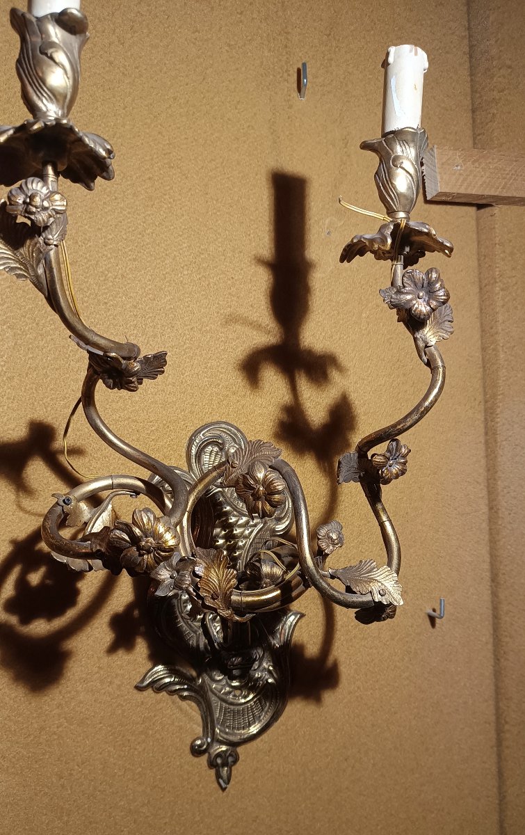 COPPIA DI APPLIQUES IMPERO IN BRONZO DORATO PRIMI DEL XIX SECOLO -photo-1