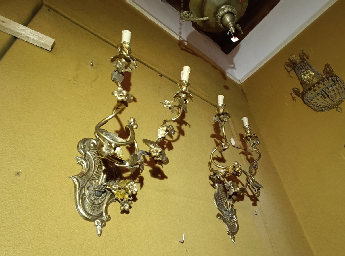 COPPIA DI APPLIQUES IMPERO IN BRONZO DORATO PRIMI DEL XIX SECOLO -photo-7