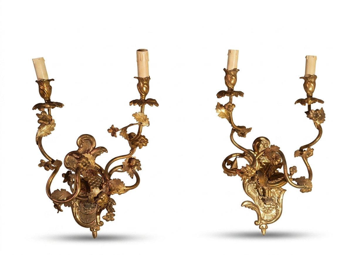 COPPIA DI APPLIQUES IMPERO IN BRONZO DORATO PRIMI DEL XIX SECOLO 