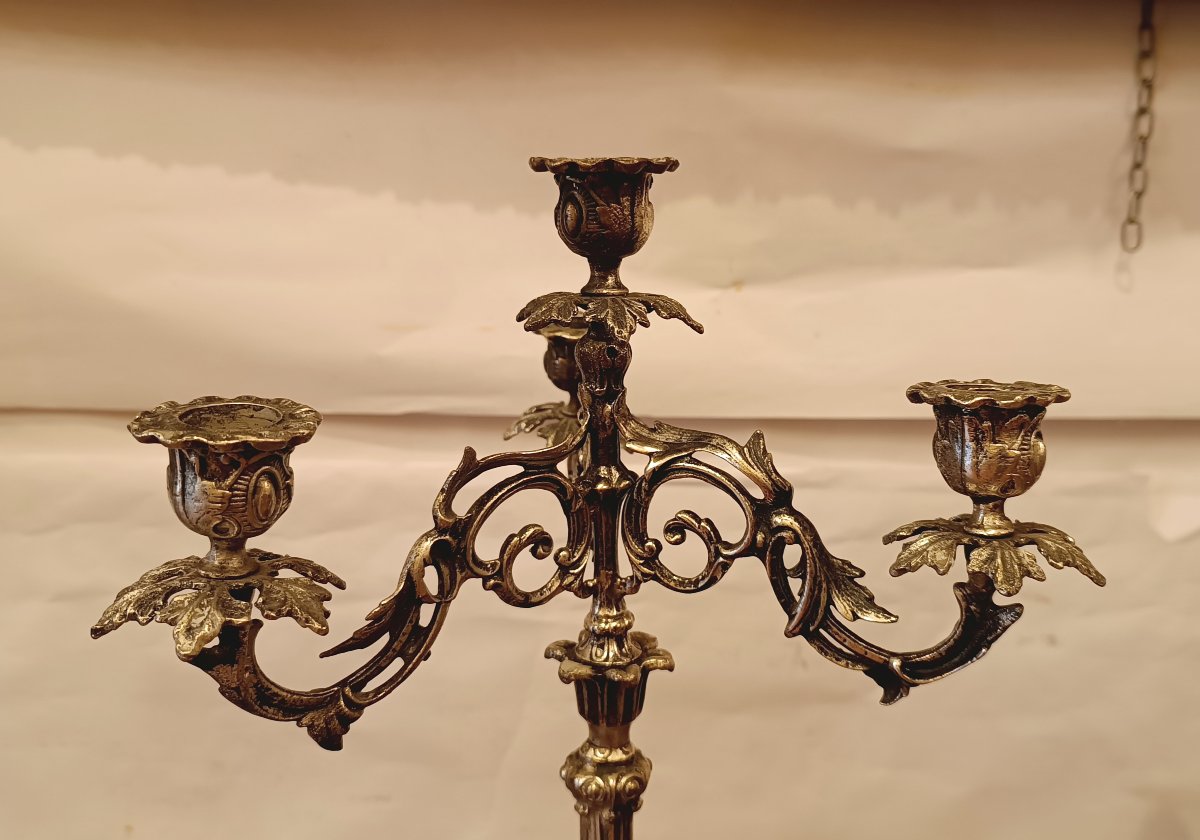 COPPIA DI CANDELABRI ARGENTATI FINE XIX SECOLO -photo-2