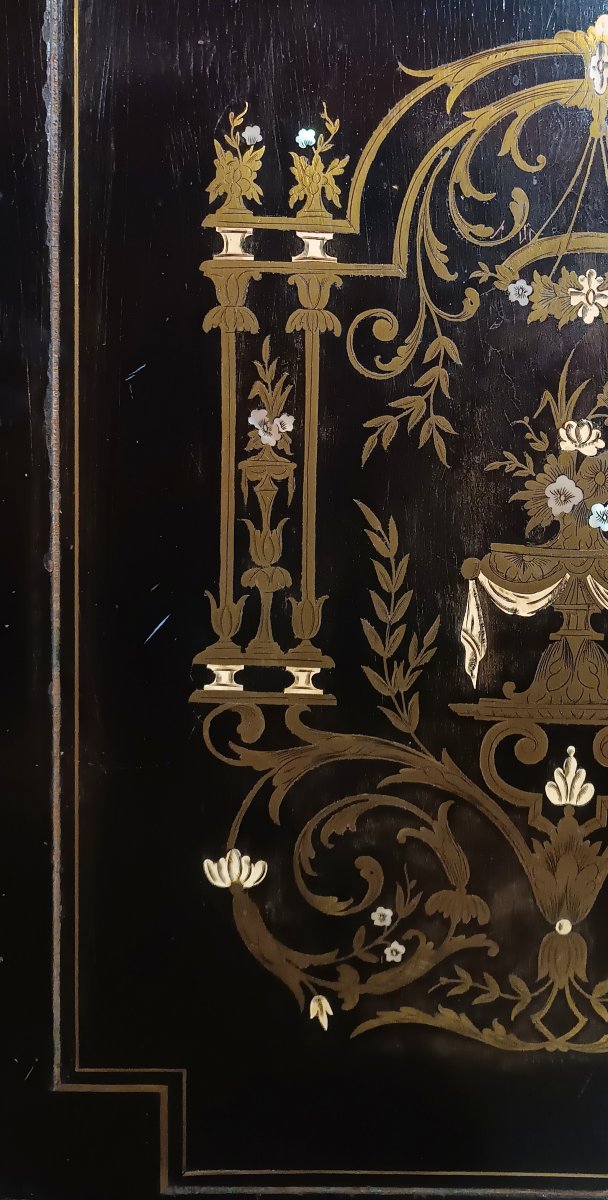 CREDENZINO BOULLE NAPOLEONE III META' XIX SECOLO-photo-3