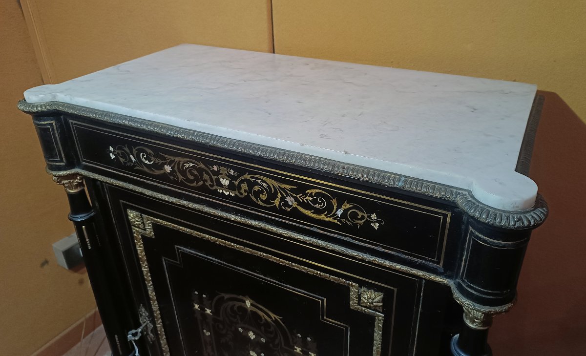 CREDENZINO BOULLE NAPOLEONE III META' XIX SECOLO-photo-2