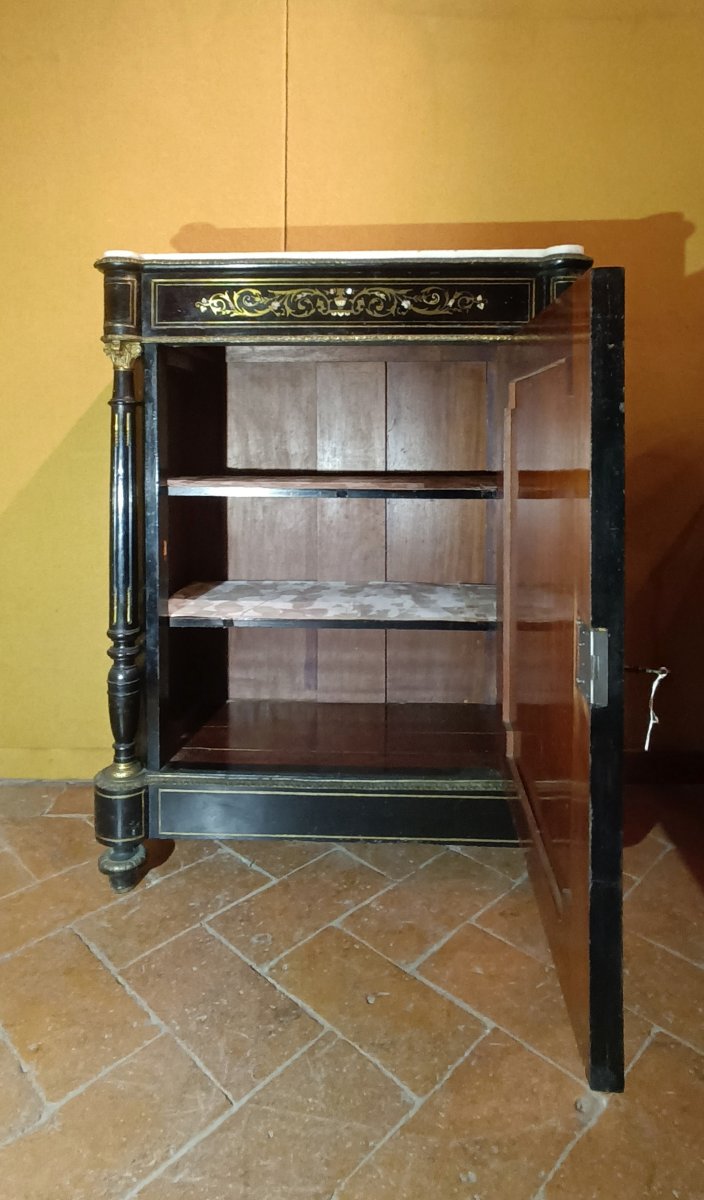 CREDENZINO BOULLE NAPOLEONE III META' XIX SECOLO-photo-3